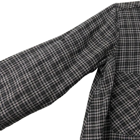 Armani Exchange Womens Black Plaid Half Button Long Sleeve Blouse Size Medium - Picture 2 of 6